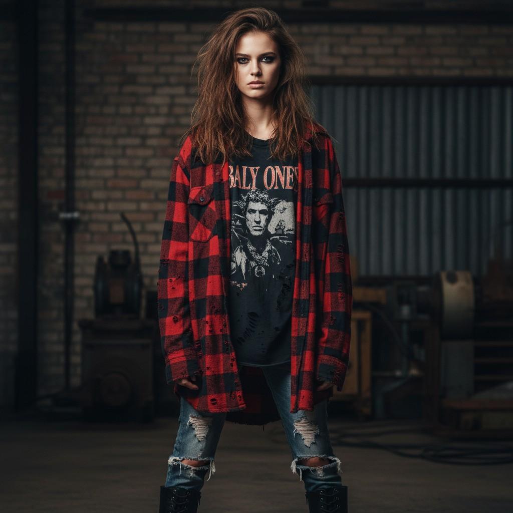 Scarlett - 🎤 Ripped flannel, smudged liner, zero effort